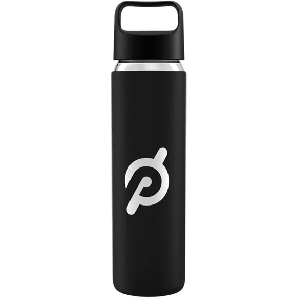 Peloton Glass Water Bottle 16oz Black Silicone Sleeve Screw Top NIB - Picture 4 of 8